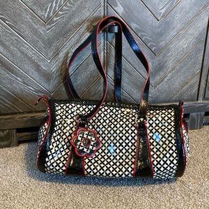 Vera Bradley vinyl frill line Barcelona roll duffel bag